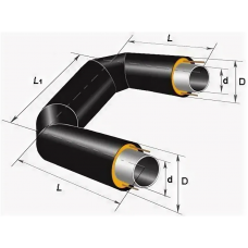 П-образный компенсатор ППУ ПЭ тип 1 Ст10 26,8х3,2х46,6х1000 мм ГОСТ 10704-91